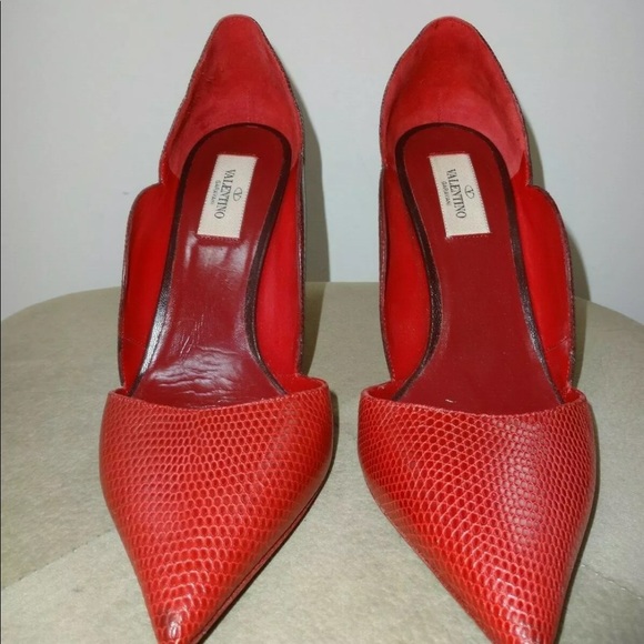 VALENTINO GARAVANI Scalloped Red/Burgundy Pumps 39 - Picture 2 of 7